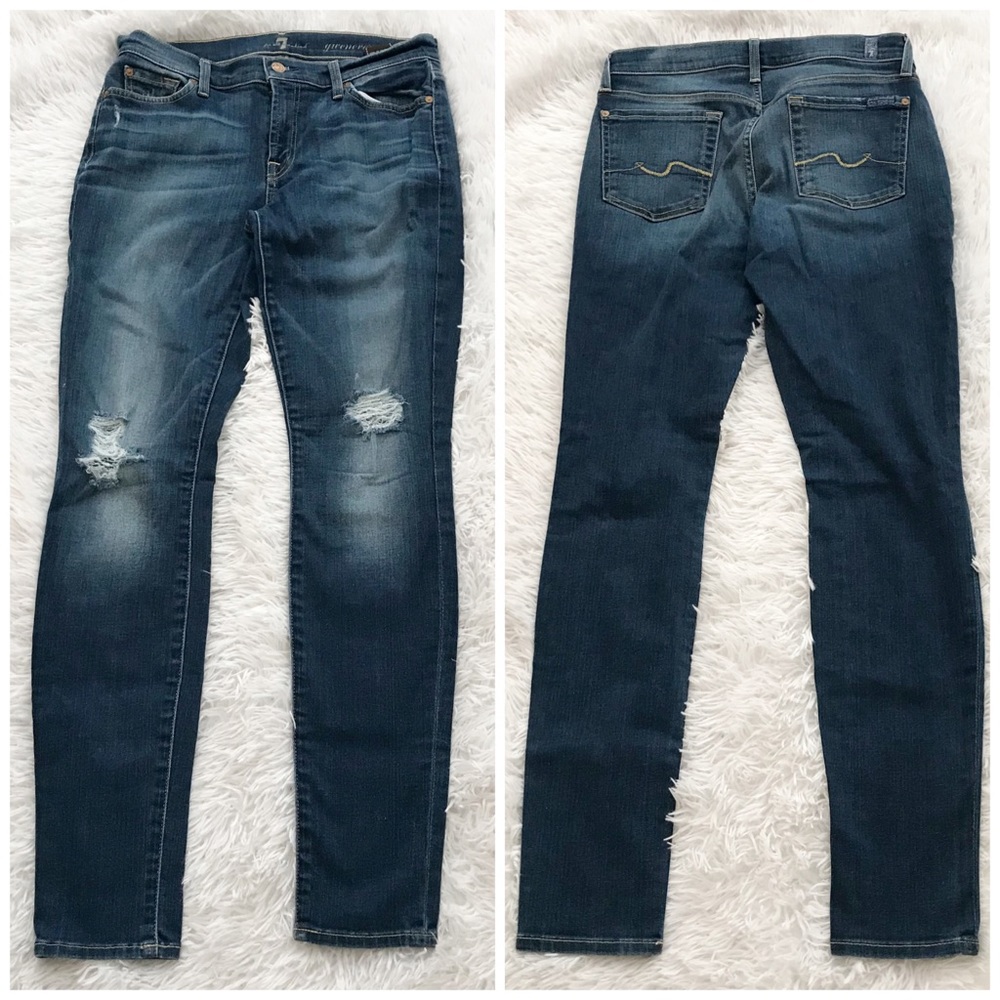 7 For All Mankind Gwenevere Distressed Ankle Jeans